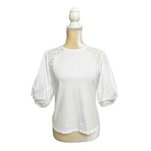 Rebecca Taylor White Puff Sleeve Blouse